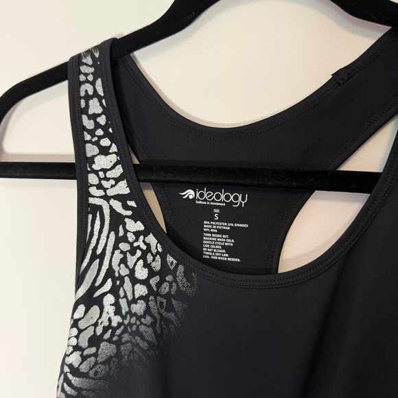 Ideology Black and Pink Sport Tank Top with Silver Leopard Design Size S - Picture 5 of 7